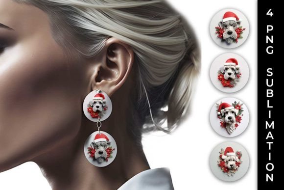 3D Christmas Schnauzer Dog Earrings PNG: A Festive Accessory for All Occasions