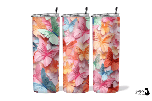 3D Floral Lux Butterflies Tumbler: A Digital Design for Creative Expression