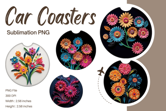 3D Flower Quilling Car Coaster Template: A Creative Digital Design for Customization
