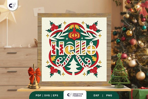 Christmas Hello Sign 3D Shadow Box SVG: A Festive Craft for the Holiday Season