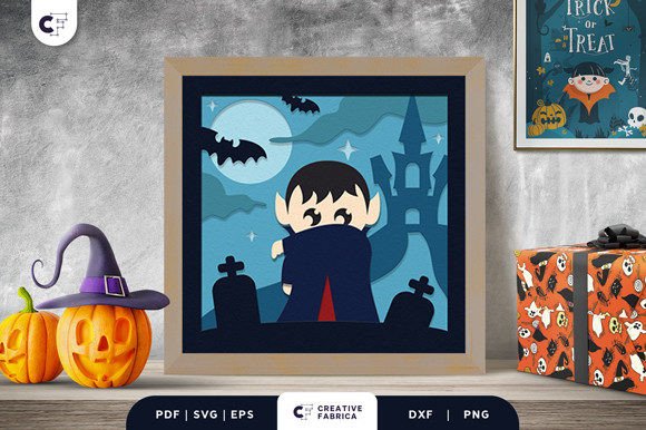 Cute Vampire and Bats 3D Light Box SVG: A Spooky Yet Adorable Halloween Project