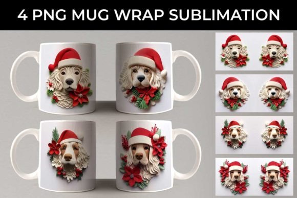 Embrace the Festive Spirit with the 3D Christmas Cocker Spaniel Dog Mug Wrap