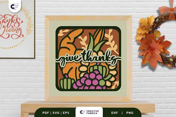 Give Thanks Cornucopias 3D Shadow Box