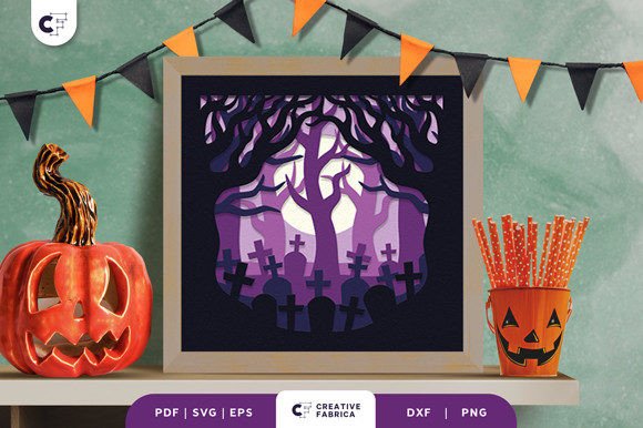 Graveyard in the Forest 3D Shadow Box: A Spooky Masterpiece for Every Occasion