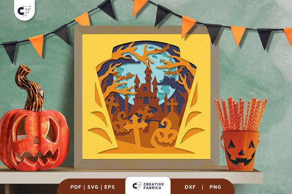 Halloween Graveyard 3D Paper Cut