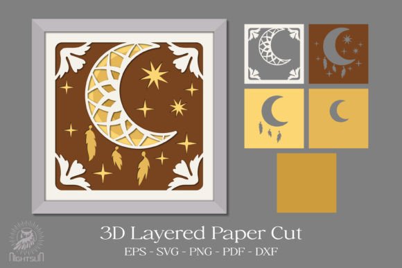 Moon Mandala 3D Layered Papercut SVG