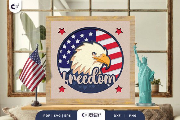 Patriotic American Eagle 3D Paper Cut