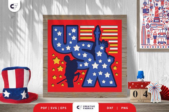 Patriotic American Sign 3D Paper Cut