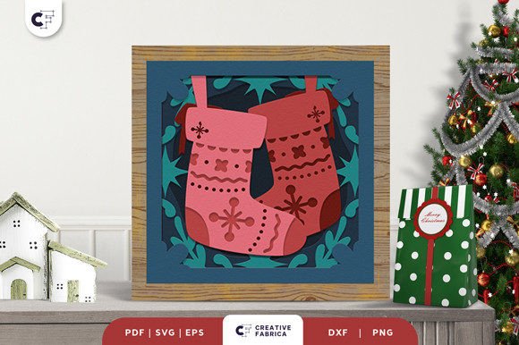Scandinavian Christmas Socks 3D SVG: A Festive Paper Craft for Holiday Enthusiasts