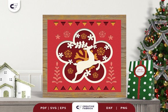 Scandinavian Deer 3D Paper Cut SVG