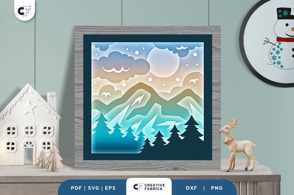 Snowy Mountain Landscape 3D Paper Cut