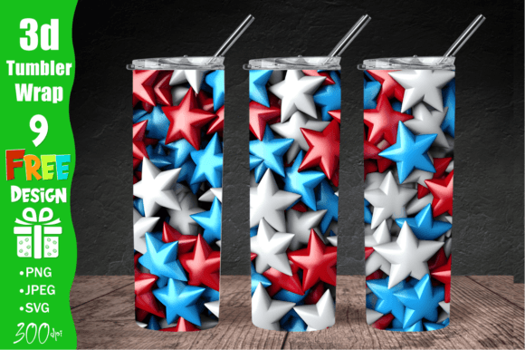 Stars Patriotic 3D Sublimation Design: A Unique Approach to Custom Tumbler Wraps