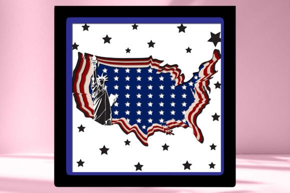 USA Patriotic 3D Papercut Shadow Box: A Digital Artwork for Modern Creativity
