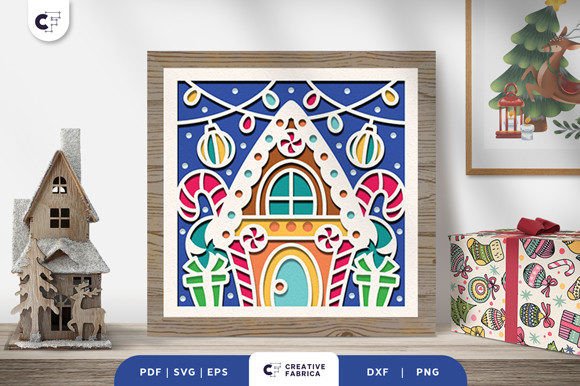 Winter Candies House 3D Paper Cut SVG for Creative Holiday Projects