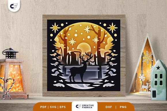 Winter Forest 3D Shadow Box Papercut SVG